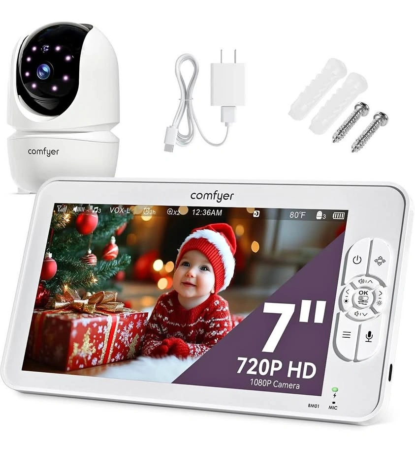 Comfyer BM01 7" HD Baby Monitor – Camera, Audio, Night Vision