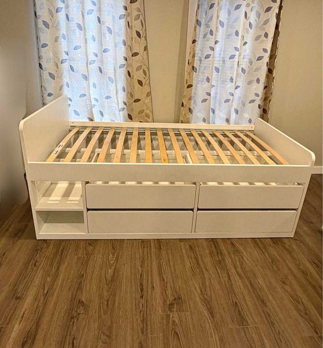 Twin Size bed frame with 4 Storage Drawers