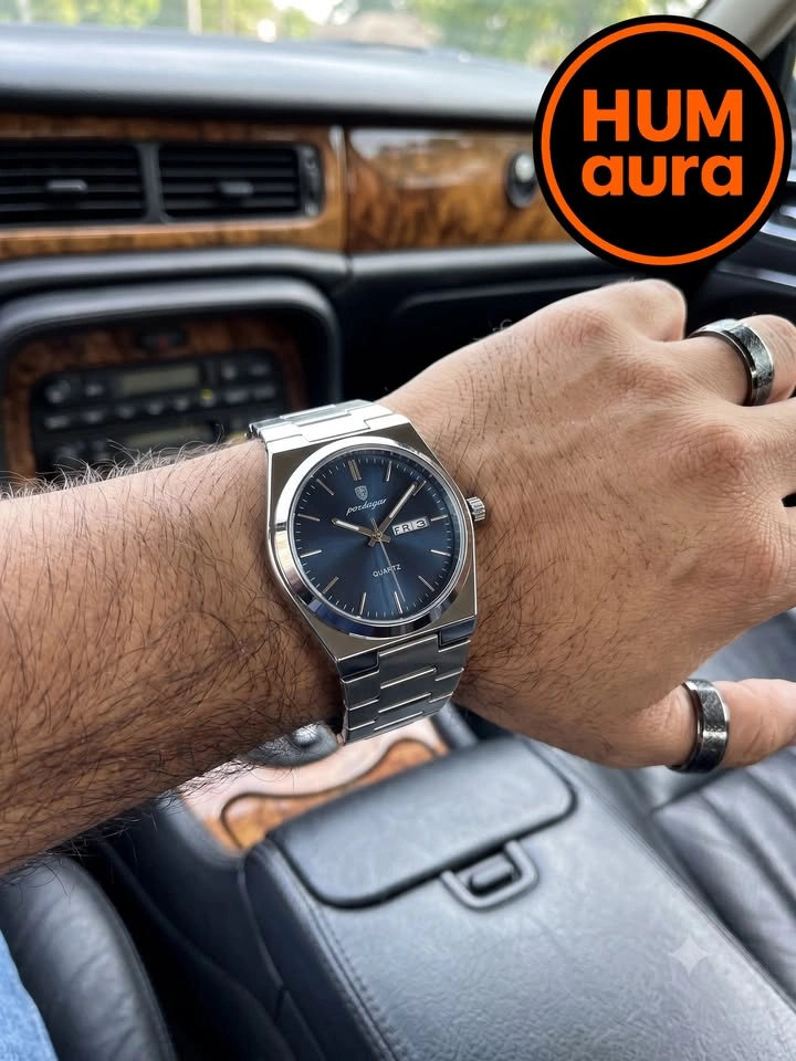 Brand New Humaura Men's Luxury Steel Quartz Watch - Blue Dial - photo 2