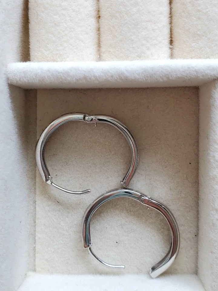 10K White Gold Diamond-Cut Hoop Earrings | 2.00 g | 15 mm - photo 4