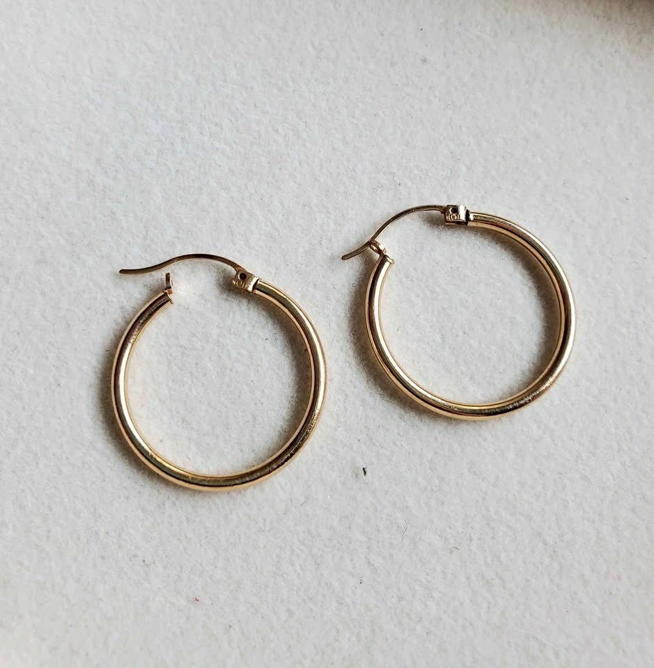 10K /14K Solid Gold Hoop Earrings • 1.47g • 22mm