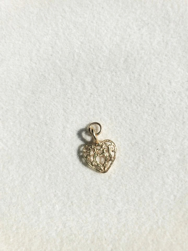14K Solid Gold Filigree Heart Charm • 0.34g • PRICE FIRM - photo 2