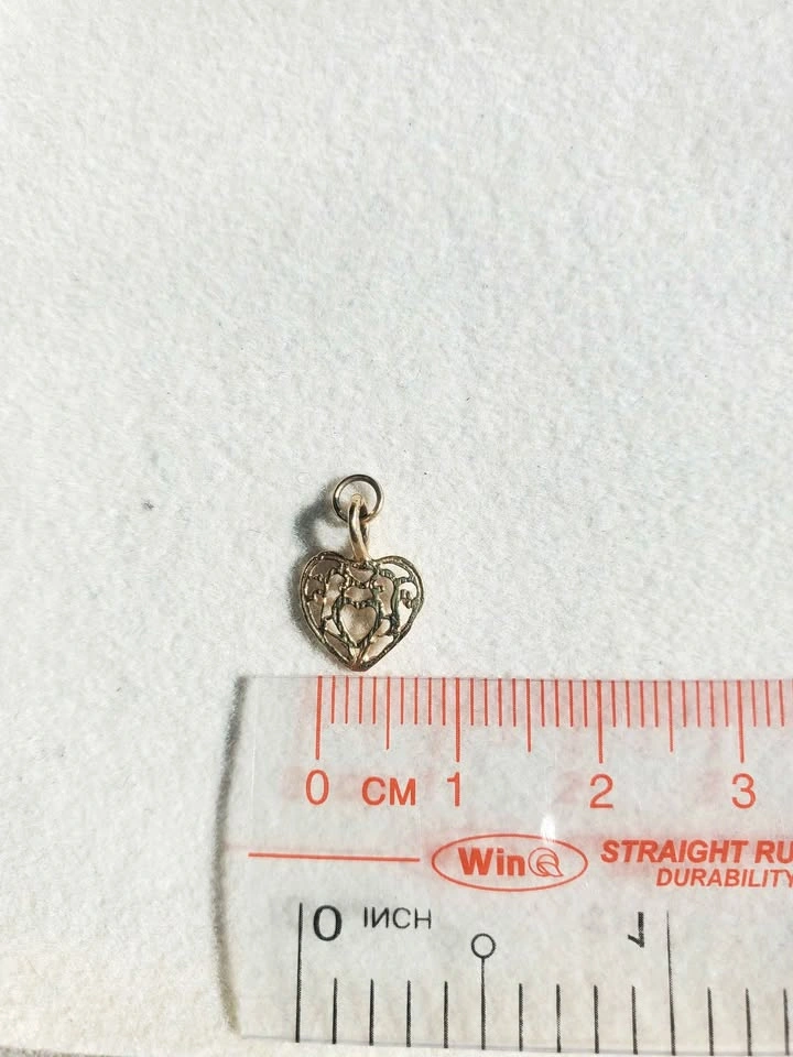 14K Solid Gold Filigree Heart Charm • 0.34g • PRICE FIRM - photo 3
