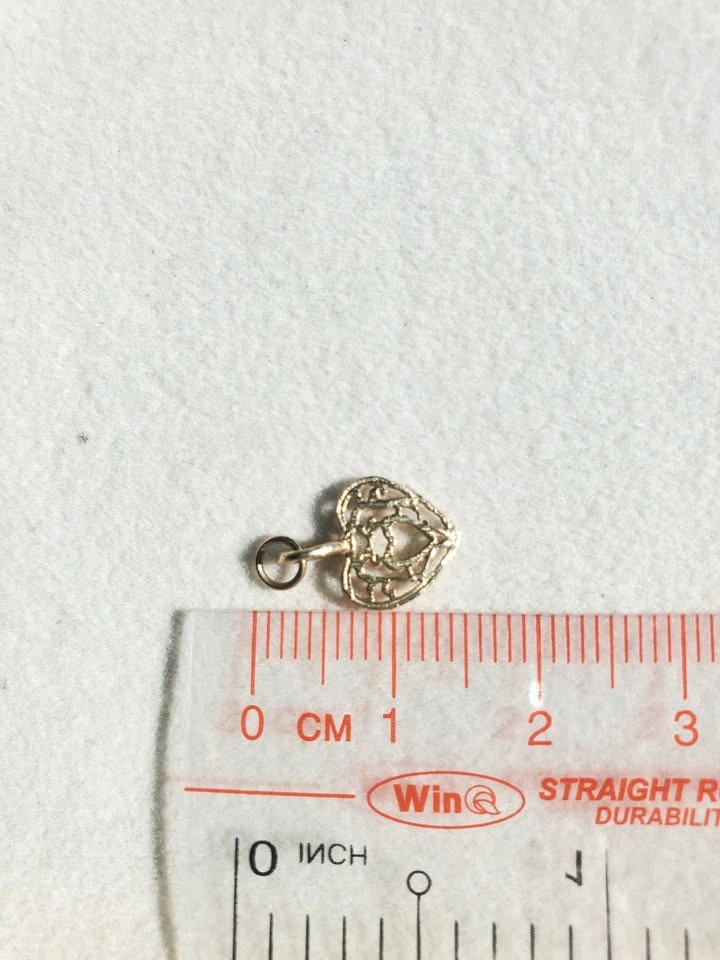 14K Solid Gold Filigree Heart Charm • 0.34g • PRICE FIRM - photo 4