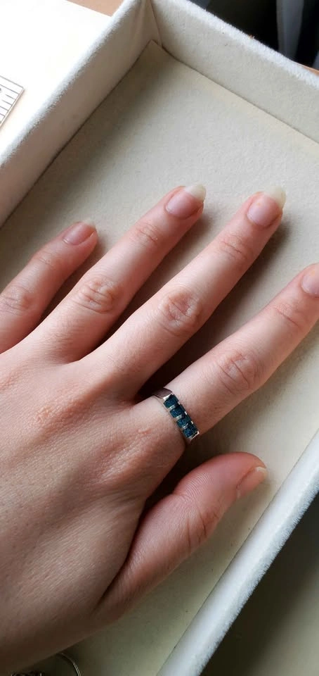 Sterling Silver Turquoise Inlay Ring | 925 | Modern Geometric | - photo 2