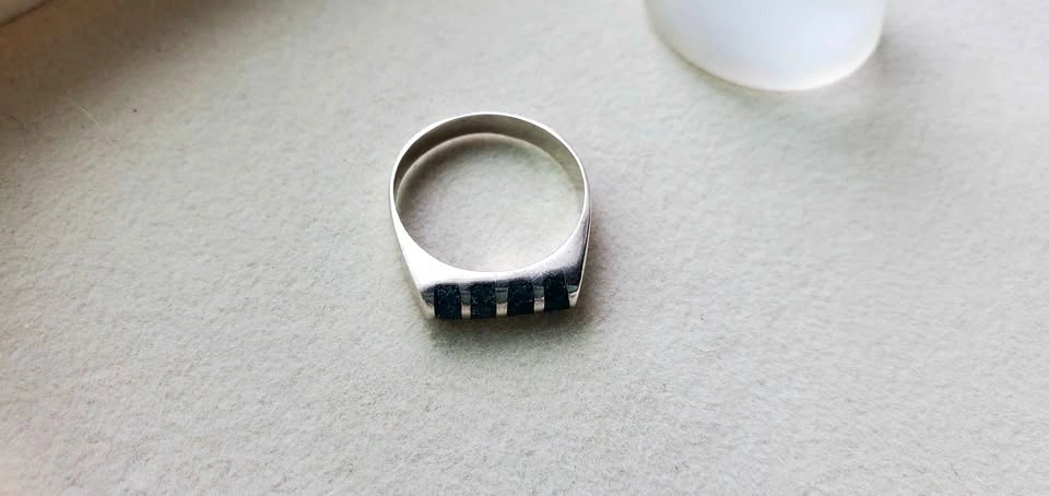 Sterling Silver Turquoise Inlay Ring | 925 | Modern Geometric | - photo 3