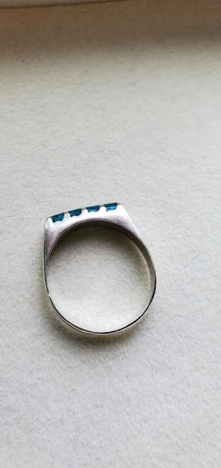 Sterling Silver Turquoise Inlay Ring | 925 | Modern Geometric | - photo 5