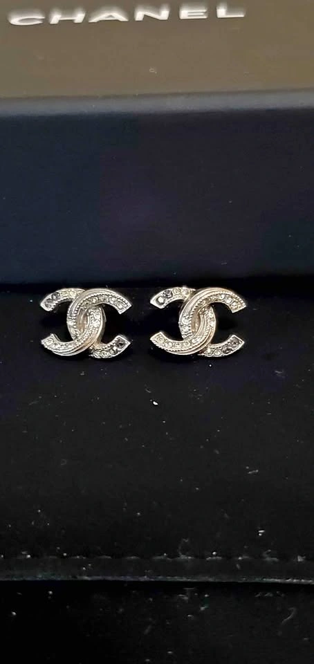 Authentic Chanel Silver-tone Stud Earrings