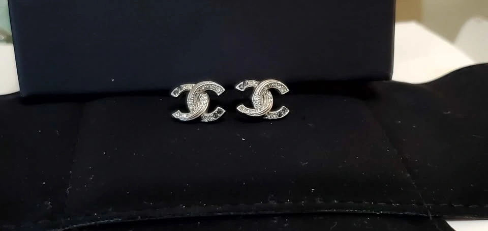 Authentic Chanel Silver-tone Stud Earrings - photo 2