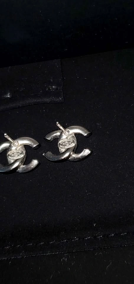 Authentic Chanel Silver-tone Stud Earrings - photo 5