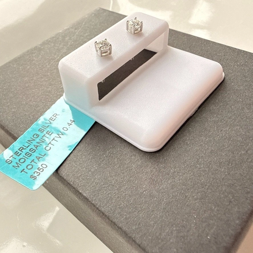 NEW Moissanite Stud Earrings | Sterling Silver | 0.44 CTTW - photo 3