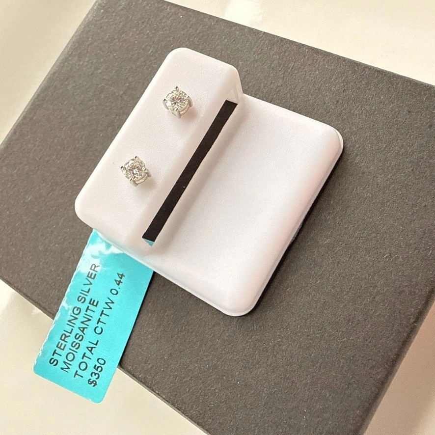 NEW Moissanite Stud Earrings | Sterling Silver | 0.44 CTTW - photo 4