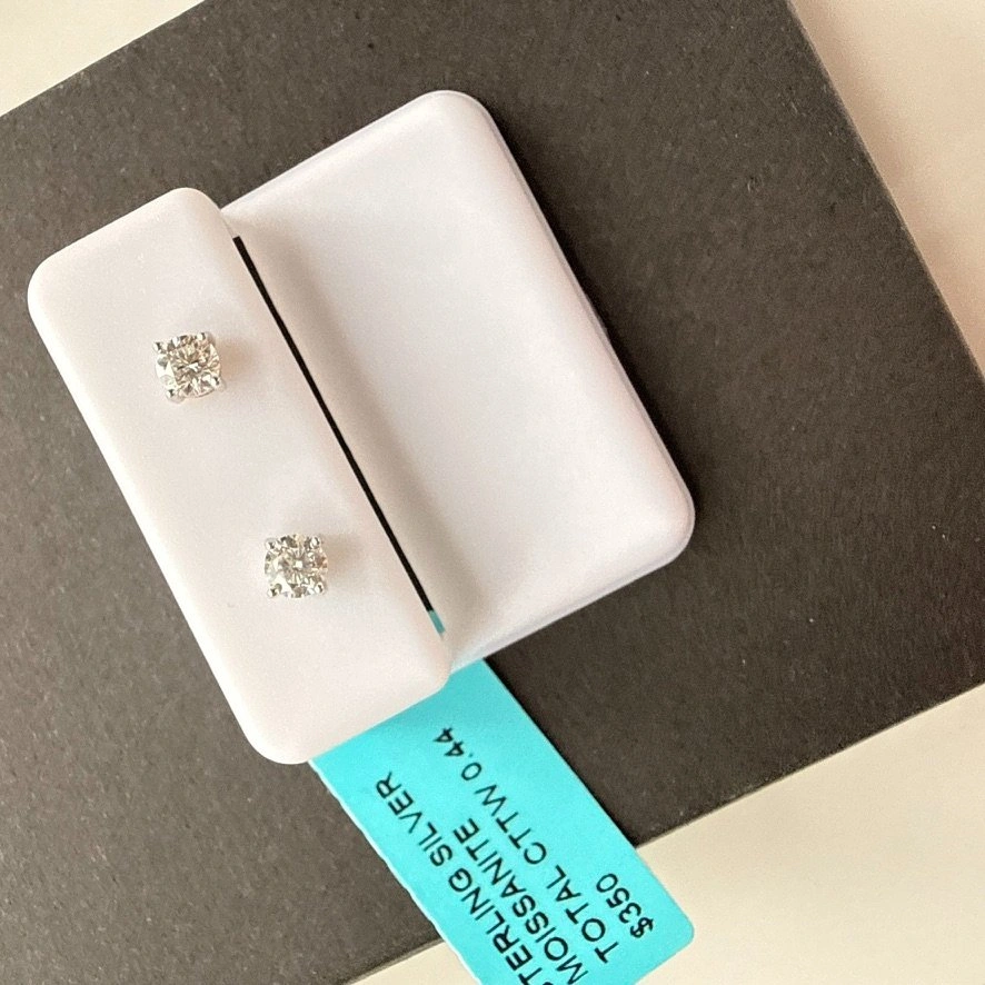 NEW Moissanite Stud Earrings | Sterling Silver | 0.44 CTTW - photo 5