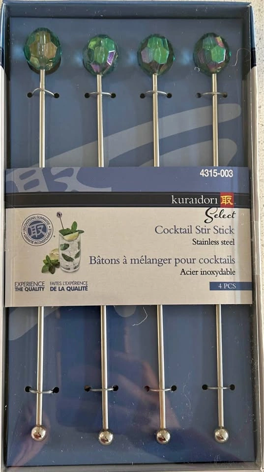 Cocktail Stir Stick, 4 pcs set, Teal