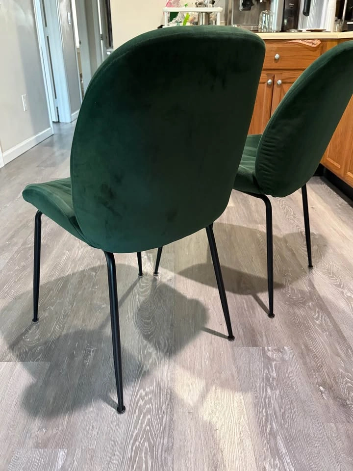 Set of 2 Green Velvet Dining Chairs - photo 3