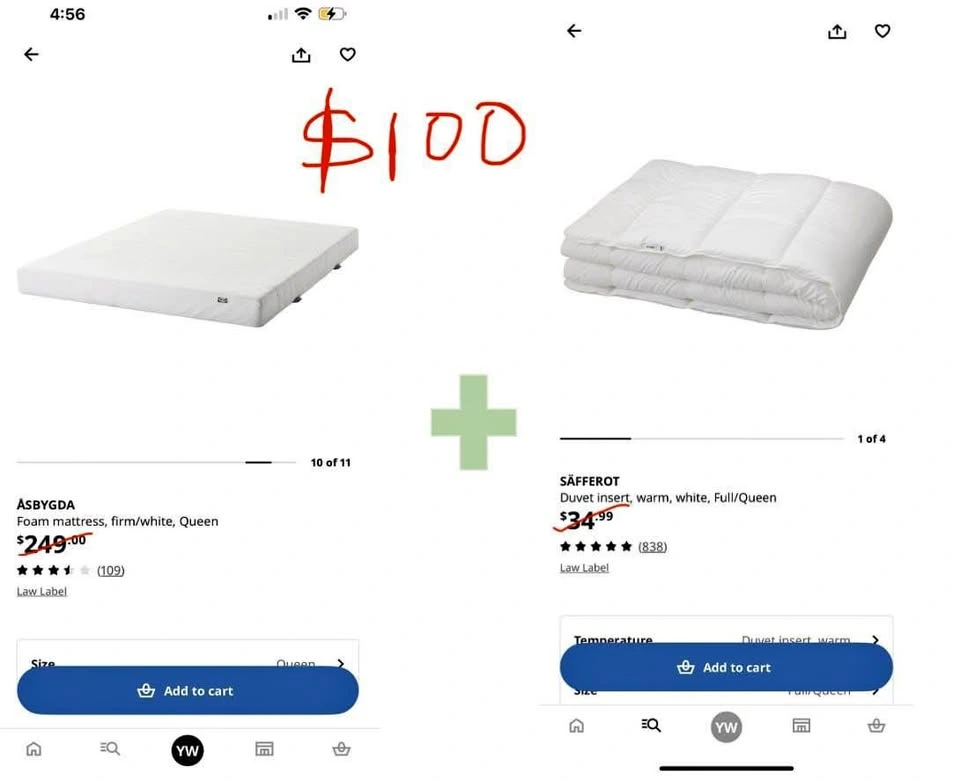 Ikea Queen Foam Mattress + Duvet Insert