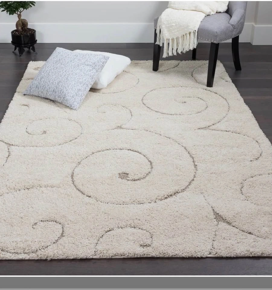 Large Cream Shag Area Rug 6'7" x 9'6" - photo 3
