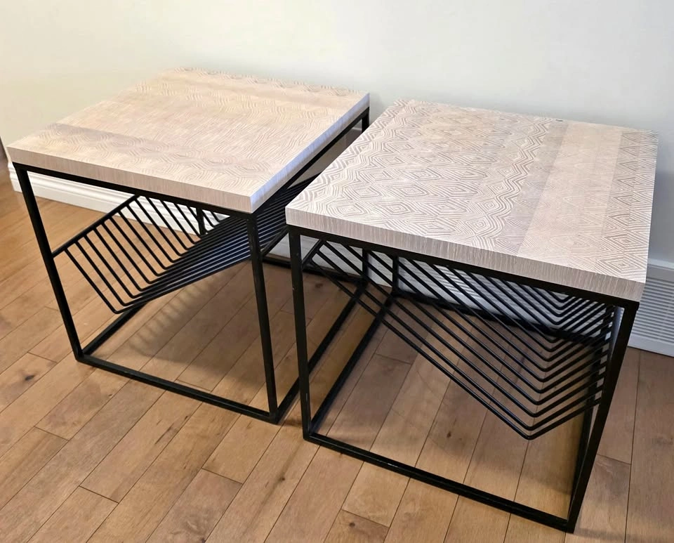 Custom Side Tables (2) w/ Hand Made End Grain Red Oak Top