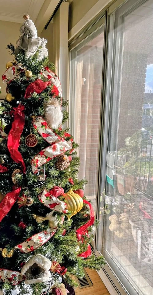 Slim Christmas tree, ornaments / decor, and wreath bundle