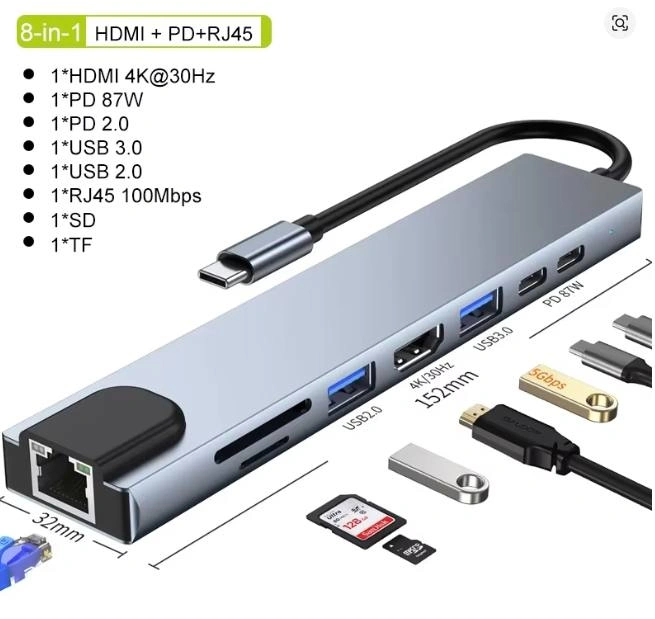 USB C Hub 8 in1 Type C To 4K HDMI Adapter - photo 2