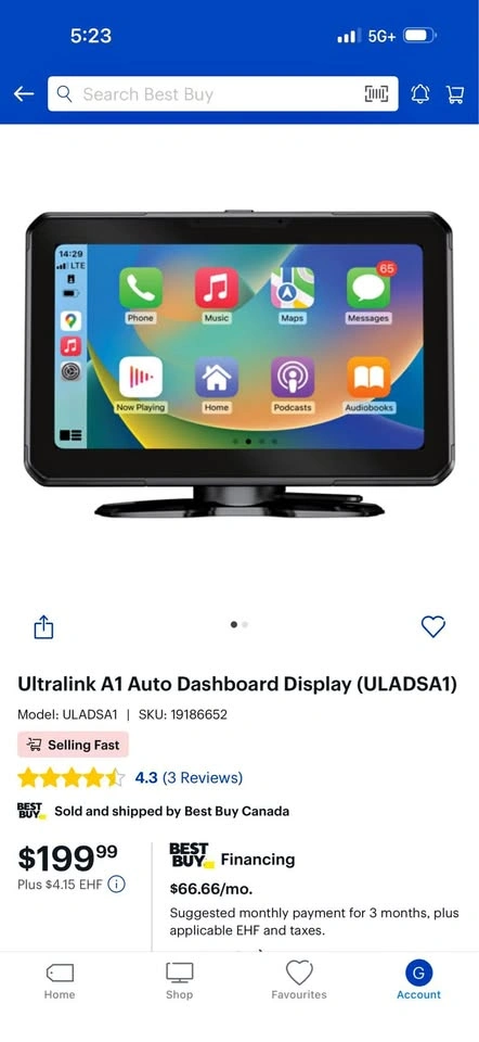 Ultralink A1 Wireless Apple CarPlay & Android Auto Display