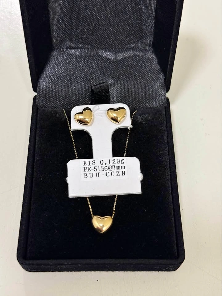 K18 YG 7mm Heart SET - Real Gold