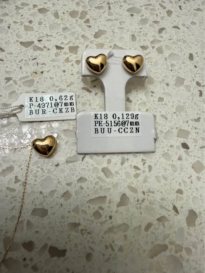 K18 YG 7mm Heart SET - Real Gold - photo 3