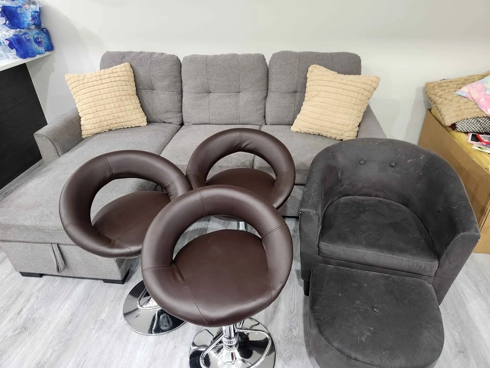 Sectional Sofa, Bar Stools, and Armchair with Ottoman Set - photo 2