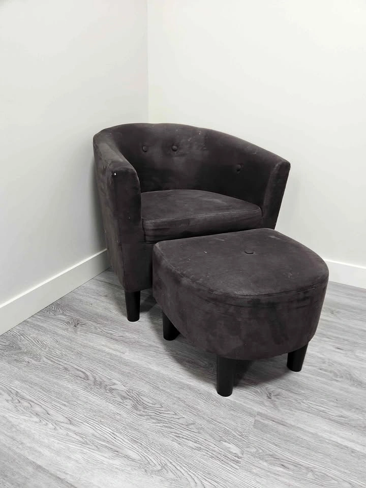 a Tub Chair and Ottoman Set