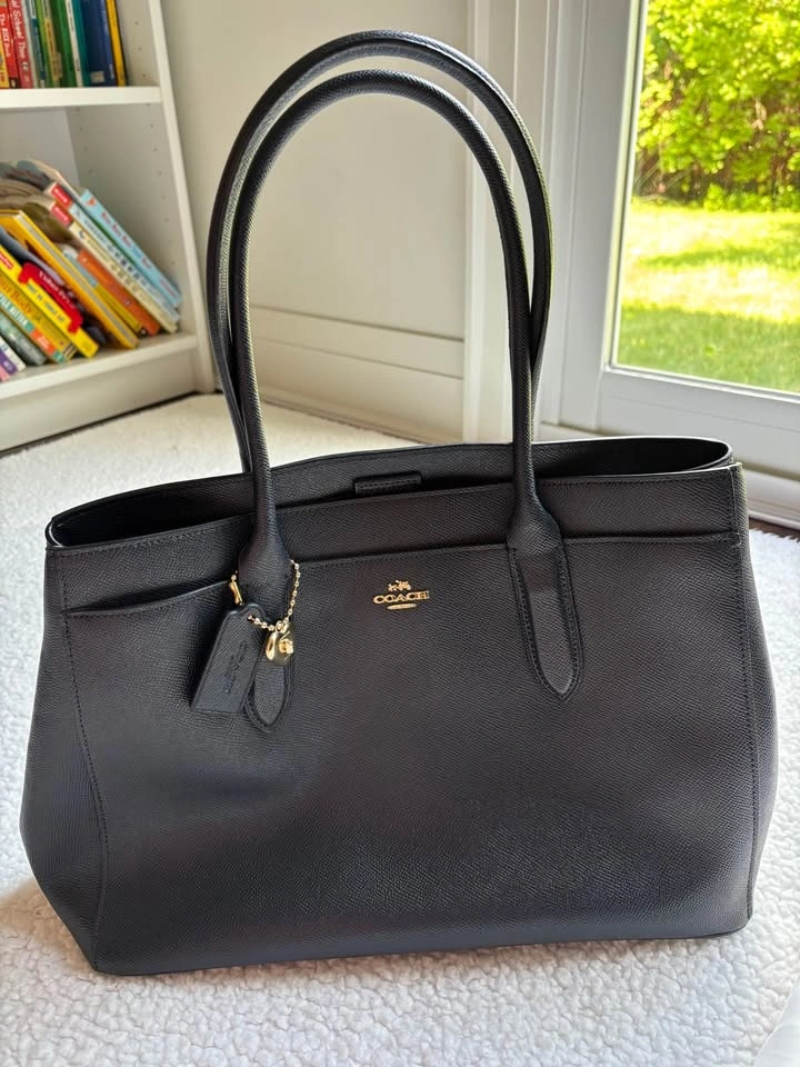 Coach Bailey Carryall Crossgrain Leather Tote Dark Navy 24218 - photo 2