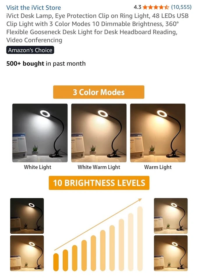 LED Desk Lamp Ring Light - photo 3