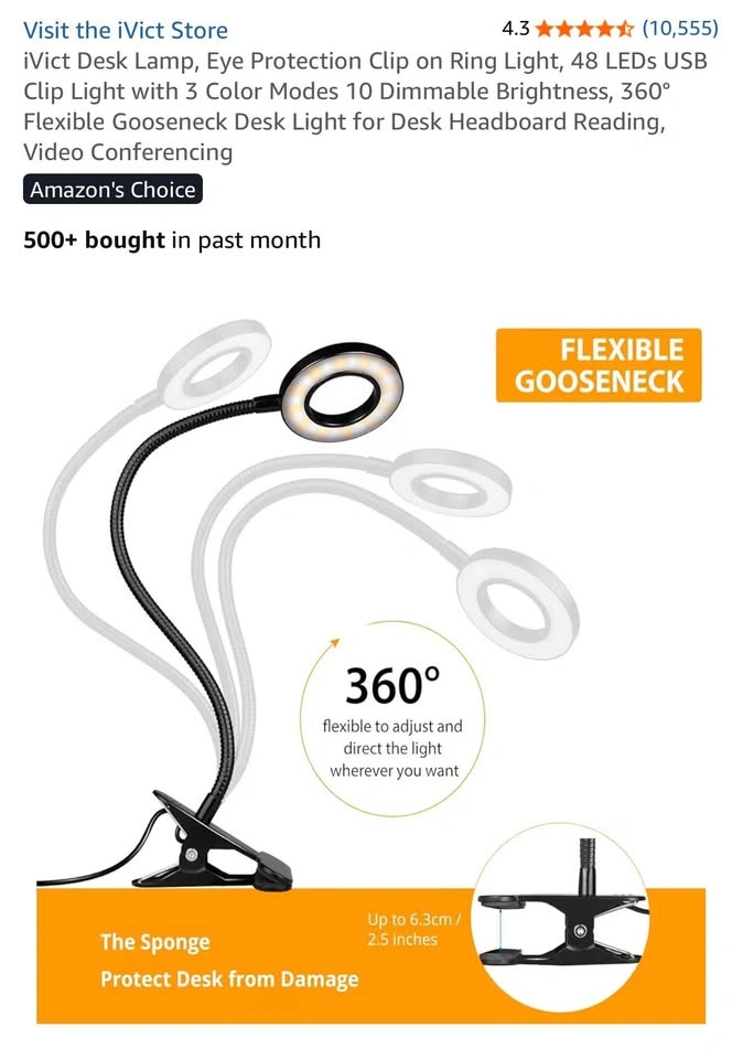 LED Desk Lamp Ring Light - photo 4