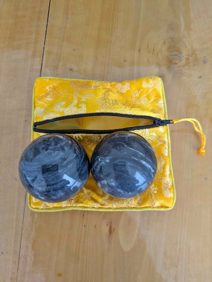 Dark Grey Marble Baoding Health/Stress Balls