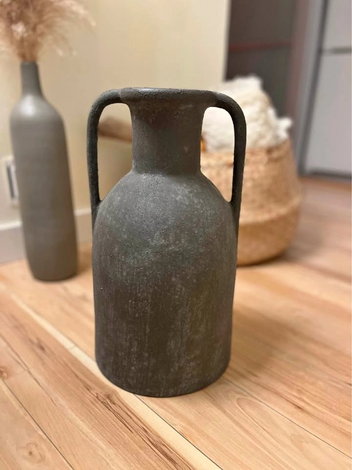 Crate & Barrel Antiguo Black Terracotta Vase