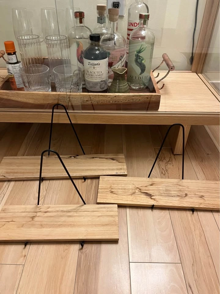 Set of 3 Urban Outfitters Minimalist Wood and Metal Wall Shelves - photo 2