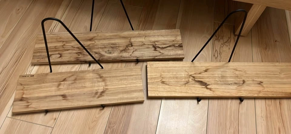 Set of 3 Urban Outfitters Minimalist Wood and Metal Wall Shelves - photo 4