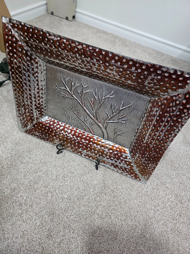 Decorative Vintage Metal Tray with Stand