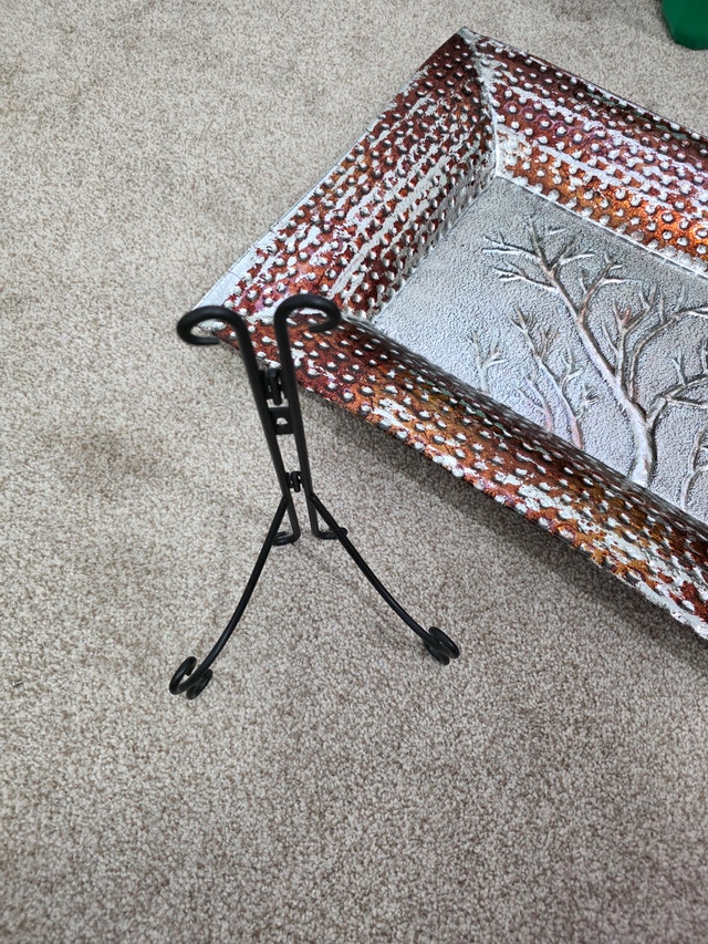 Decorative Vintage Metal Tray with Stand - photo 2