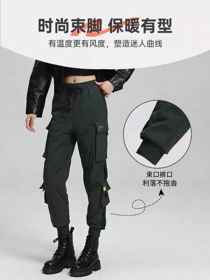 Women’s White Goose Down Cargo Winter Pants - Waterproof - photo 3