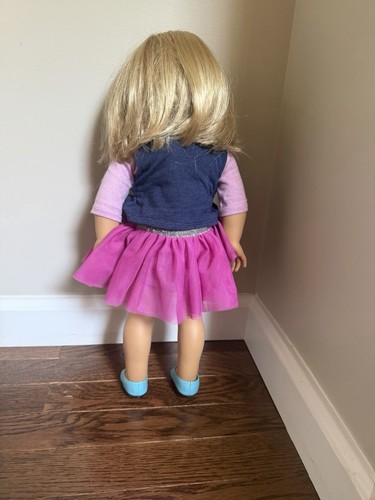 American Girl Doll 18" Blonde Hair Blue Eyes w/ Denim Vest & Tul - photo 2