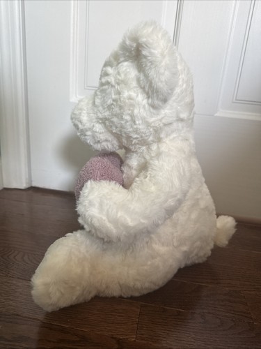 White Stuffed Bear Holding A Heart - photo 2