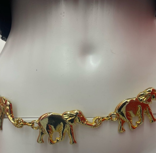 lucky elephant gold chain belt