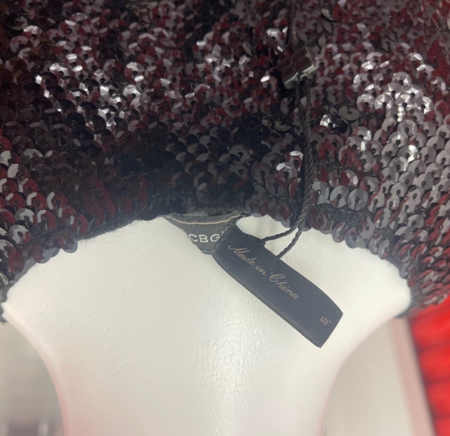 BCBGMaxAzria Black Sequin Ruffle Crop Top - photo 5