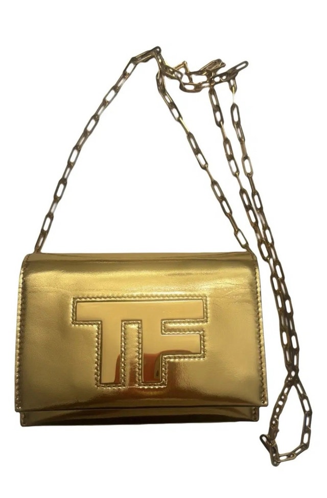 Tom Ford Gold Icon Leather Clutch Bag