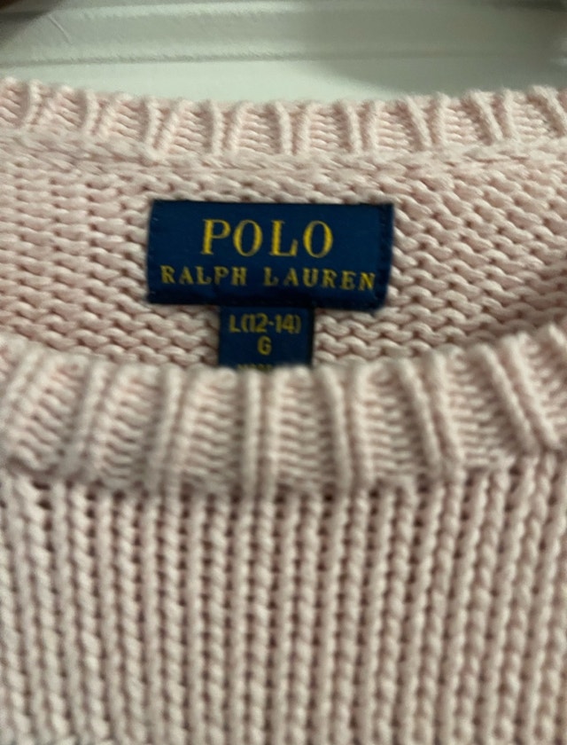 12/14 Ralph Lauren Pink Kids Flag Crewneck Sweater - photo 3