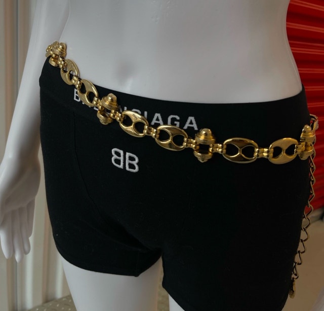 Gold Puffed Mariner Link Chain Belt