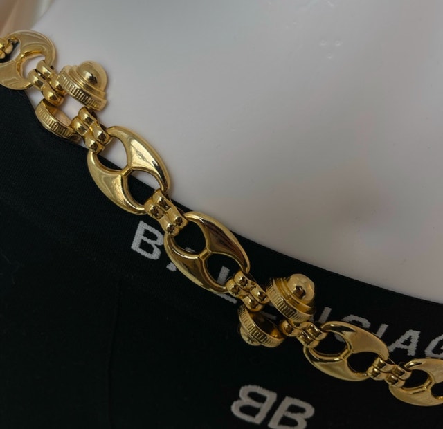 Gold Puffed Mariner Link Chain Belt - photo 2
