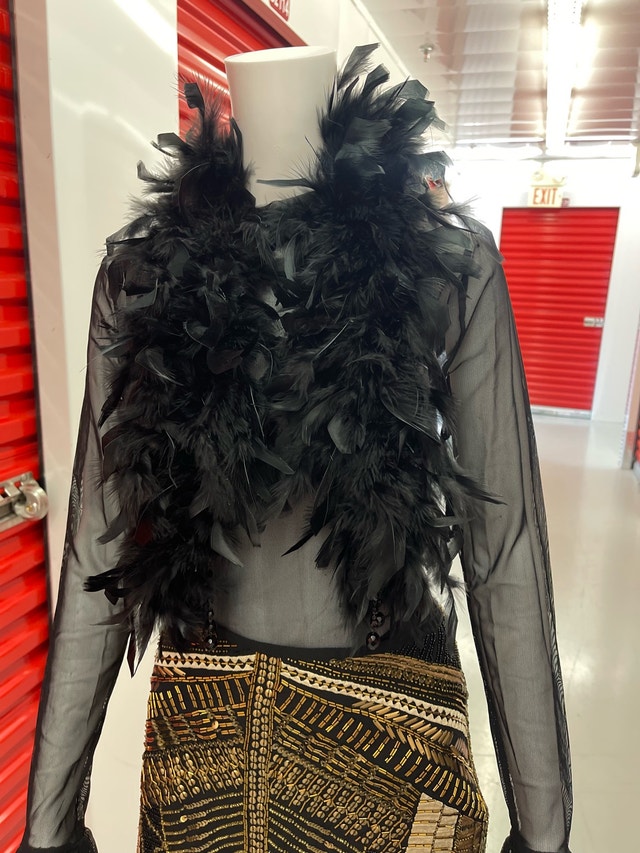 Black Feather and Bead Statement Collar - photo 3
