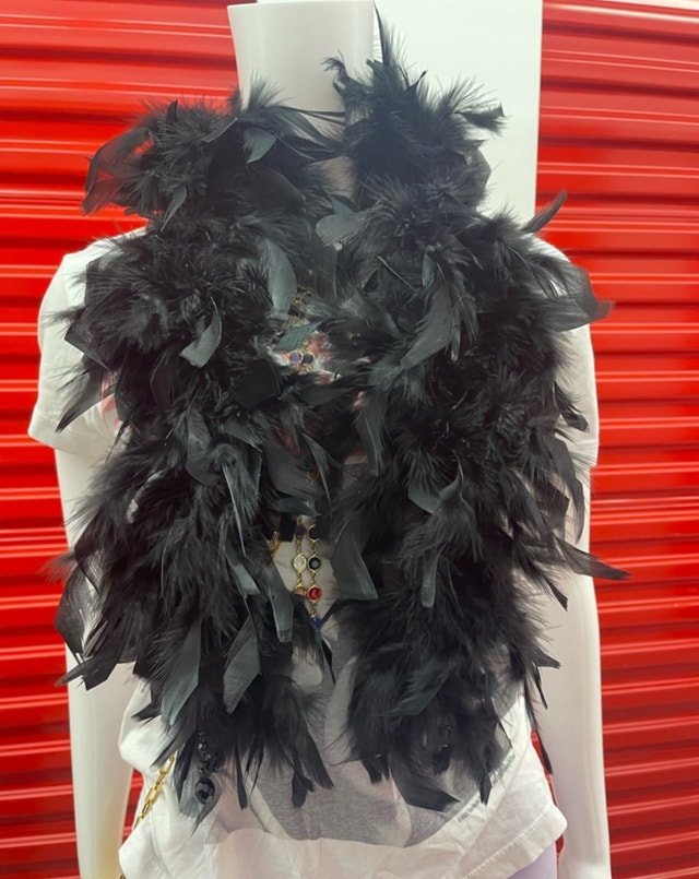 Black Feather and Bead Statement Collar - photo 5