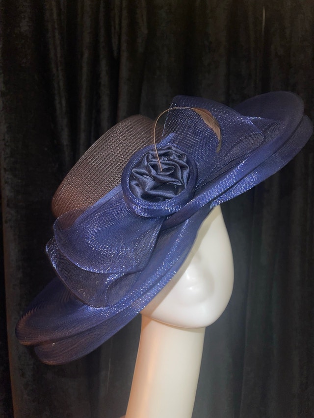 Italian Vintage Fascinator Hat Boater Hat Organza Hat - photo 2